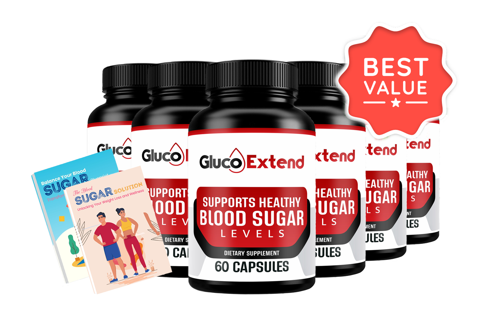 Gluco Extend 6 Bottles with 2 ebooks and banner 