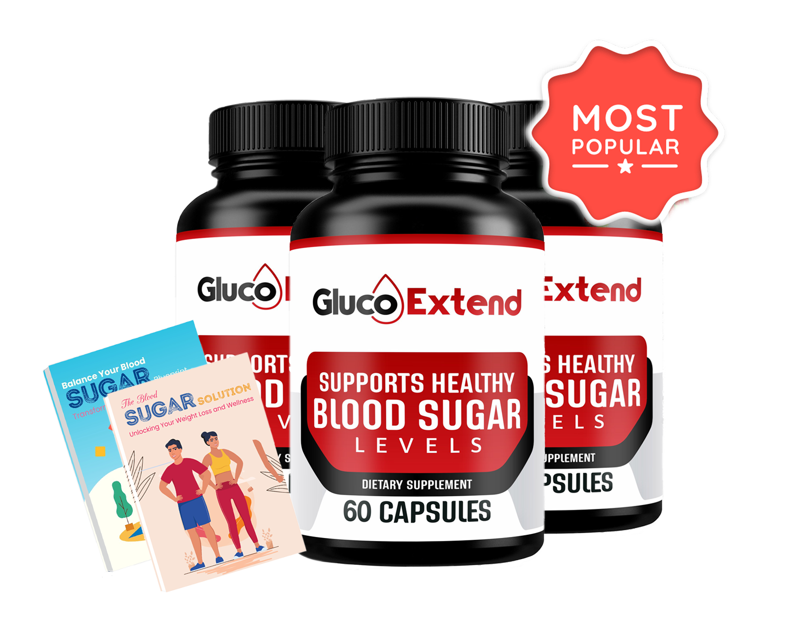 Gluco Extend 3 Bottles with 2 ebooks and banner