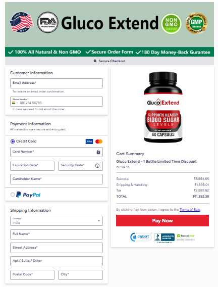 Gluco Extend secured order page